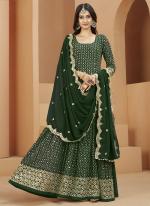 Faux Georgette Green Festival Wear Weaving Anarkali Suit